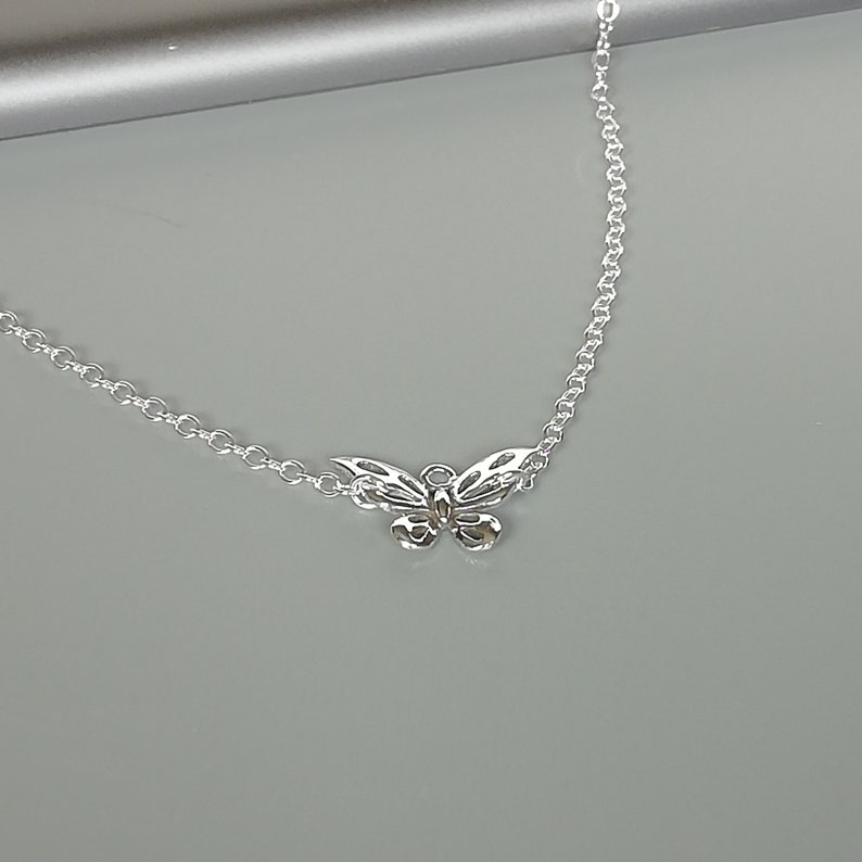 Bohemian anklet Feet jewelry Sterling silver butterfly anklet Pretty ankle chain AAA Foot fetish Rolo chain anklet