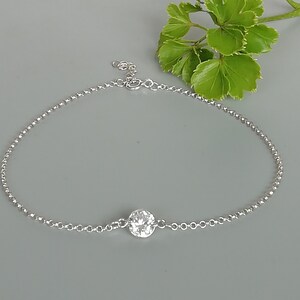 CZ anklet | Sterling silver white crystal anklet | Anklet | Minimalist anklet | Chain anklet | Delicate anklet | Foot chain | ACL
