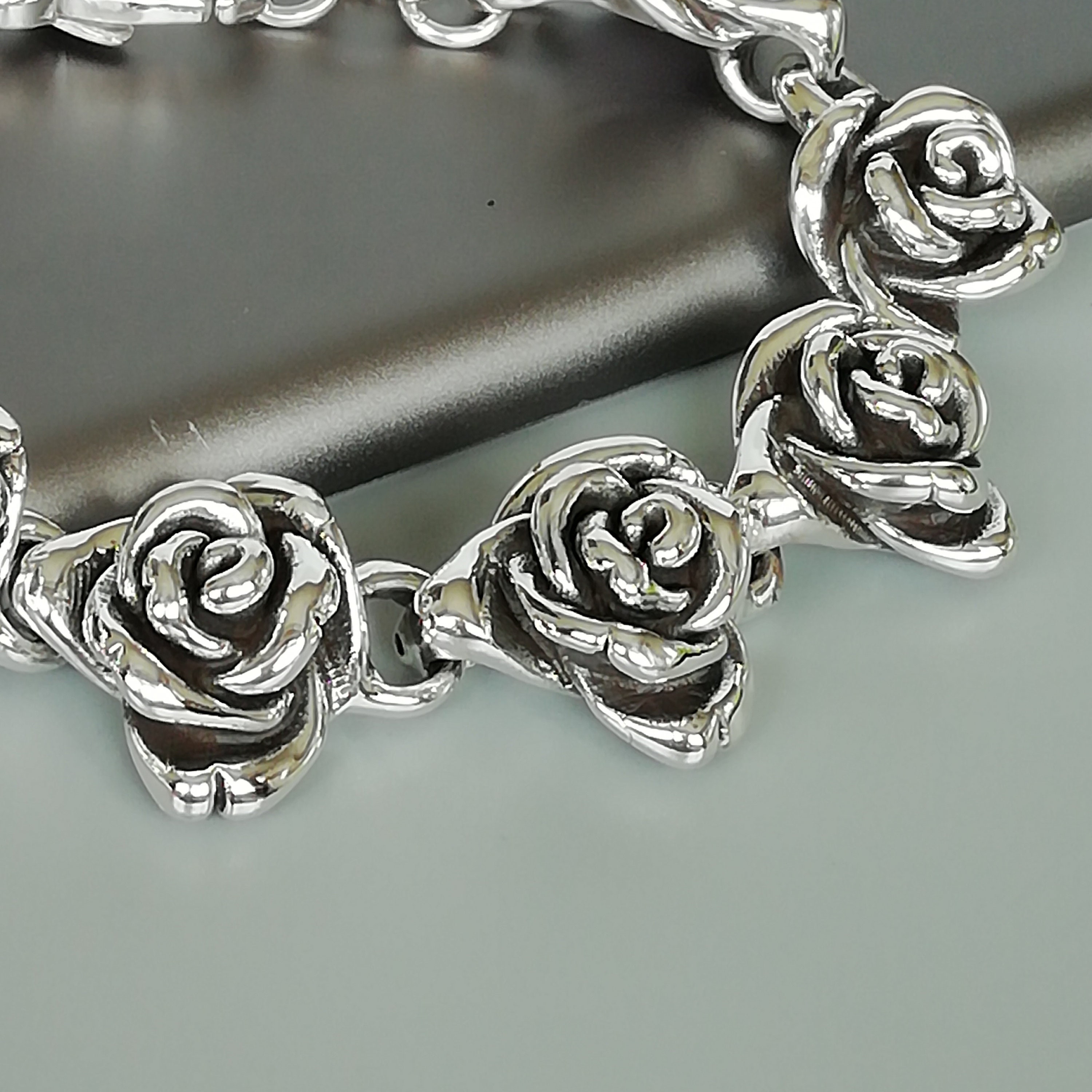 Sterling silver rose bracelet Electroformed silver bracelet Etsy
