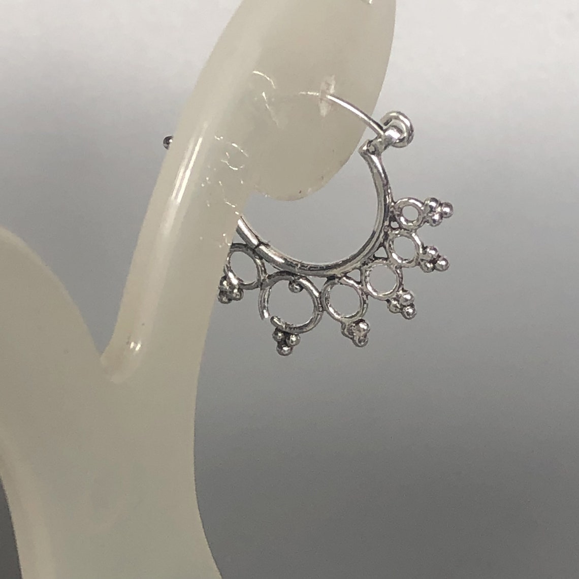 Bohemian silver hoops Ear hoops Ethnic earrings Silver Etsy