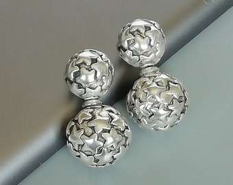 Double sided sterling silver ball studs | Stunning silver ear studs | Ball cartilage studs | Celestial jewelry | Bohemian earrings | ECAA