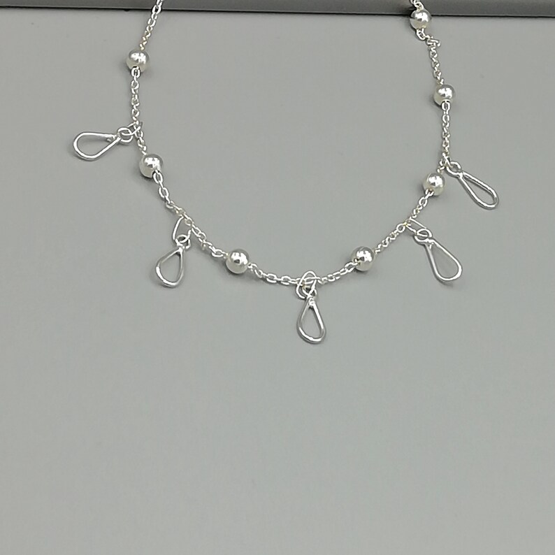 Foot Chain Sterling silver anklet Tear drop charm anklet Feet jewelry Bohemian anklet Pretty anklet Silver balls anklet ARL