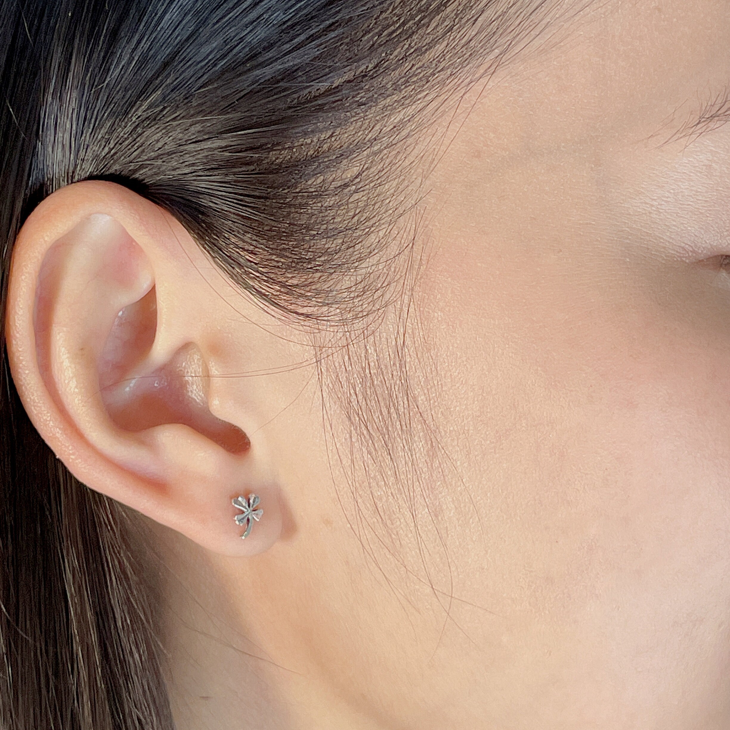 Four Leaf Clover Silver Earrings | Lucky Charm Ear Studs