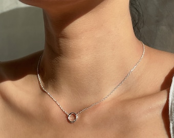 12mm circle charm necklace | Sterling silver necklace | Circle of life necklace | Simple necklace | Minimalist jewelry | Gift necklace | NSA