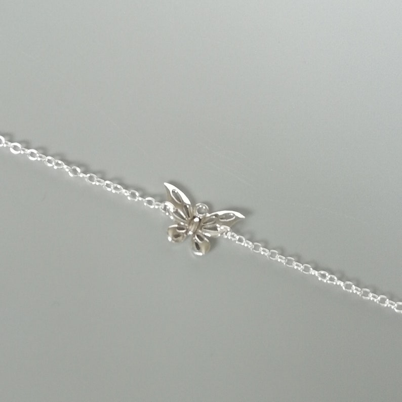 Bohemian anklet Feet jewelry Sterling silver butterfly anklet Pretty ankle chain AAA Foot fetish Rolo chain anklet