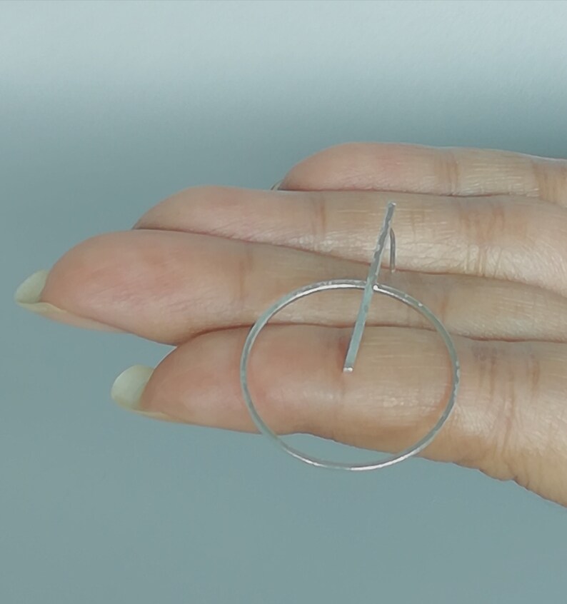 Modern earrings Minimalist earrings Bar circle ear studs Sterling silver circle earrings Round ear studs EBFN