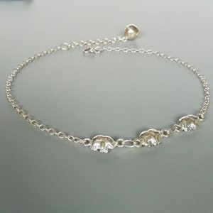 Sterling silver elephant anklet | Row of elephant anklet | Wanderlust jewelry | Indian anklet | Anklet chain | Foot fetish | ABT