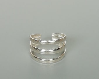 Dreifachband silberfarbener Ring | Boho Schmuck | Körperschmuck | Fußfetisch | Minimalistischer Ring | Funky Toe Ring | Tb