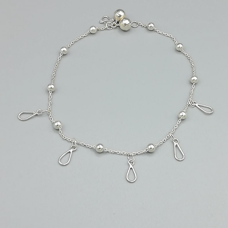 Foot Chain Sterling silver anklet Tear drop charm anklet Feet jewelry Bohemian anklet Pretty anklet Silver balls anklet ARL