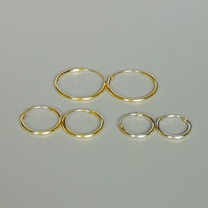 Conjunto de aros dorados / Conjunto de tres pares / Aros bañados en oro de 12, 14 y 16 mm / Aros dorados / Aros minimalistas sin fin / Conjunto 1,5 FIF/A/B