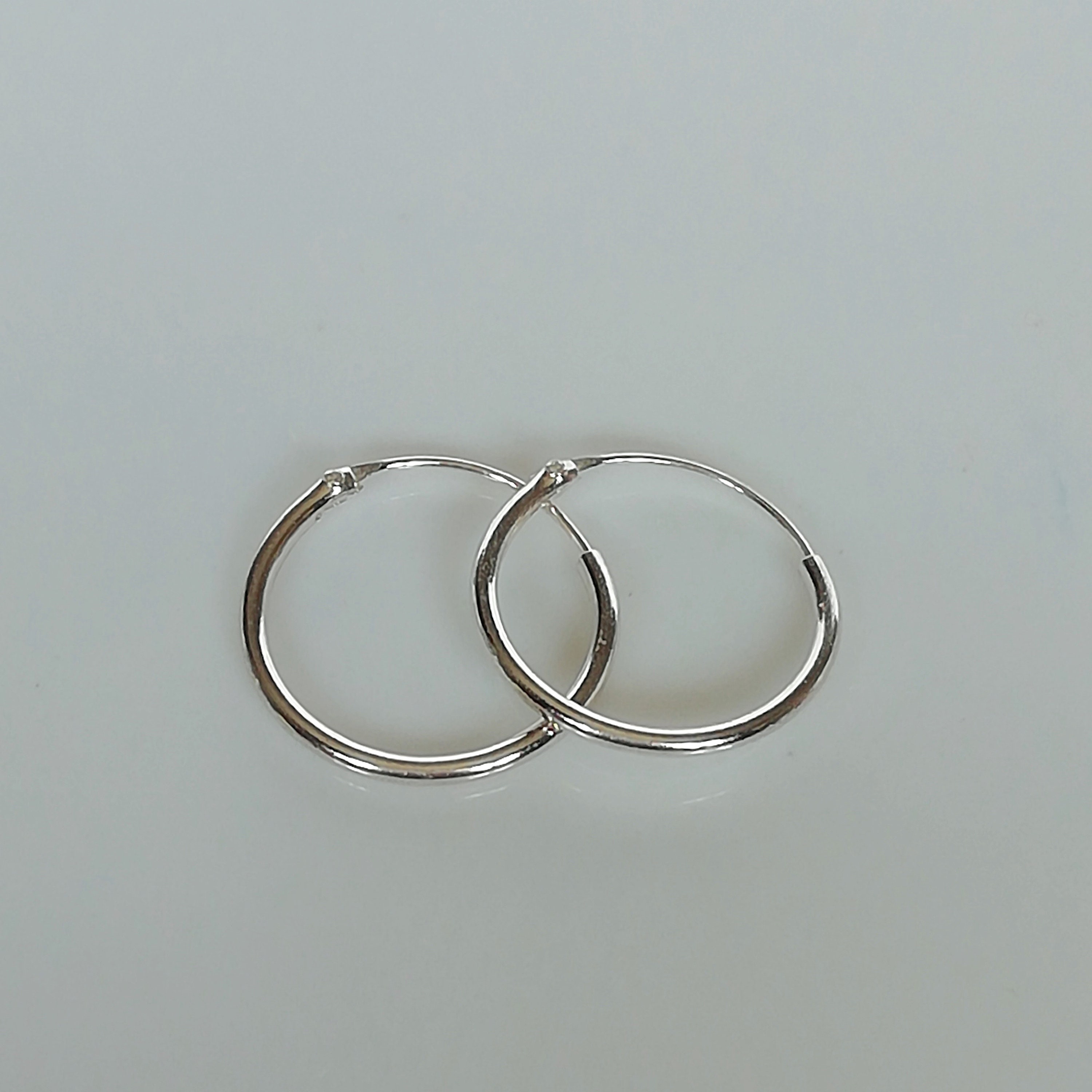 14mm silver hoops 18 gauge silver hoop earrings Silver | Etsy
