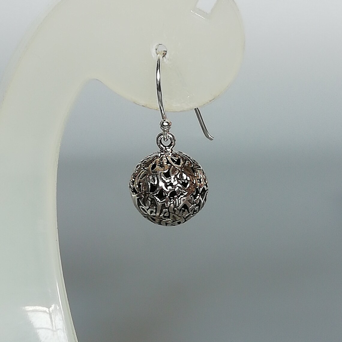 Filigree ball drop earrings Sterling silver ear dangler Etsy