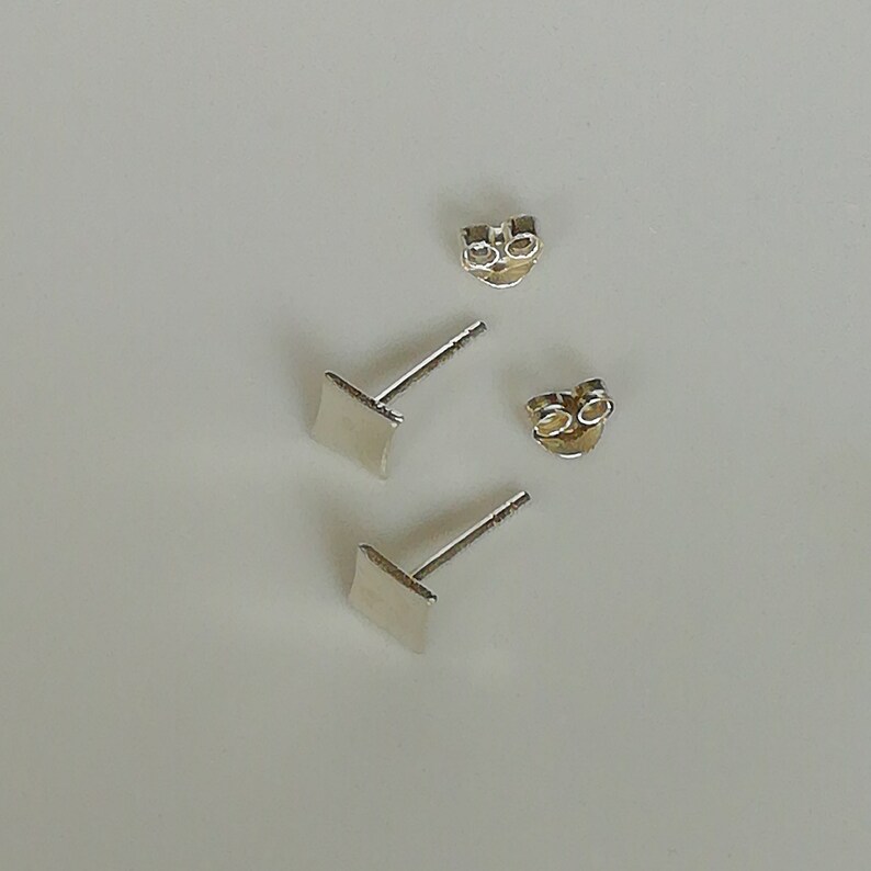 Tiny Silver Square Ear Studs Little Girls Studs Simple Ear Etsy