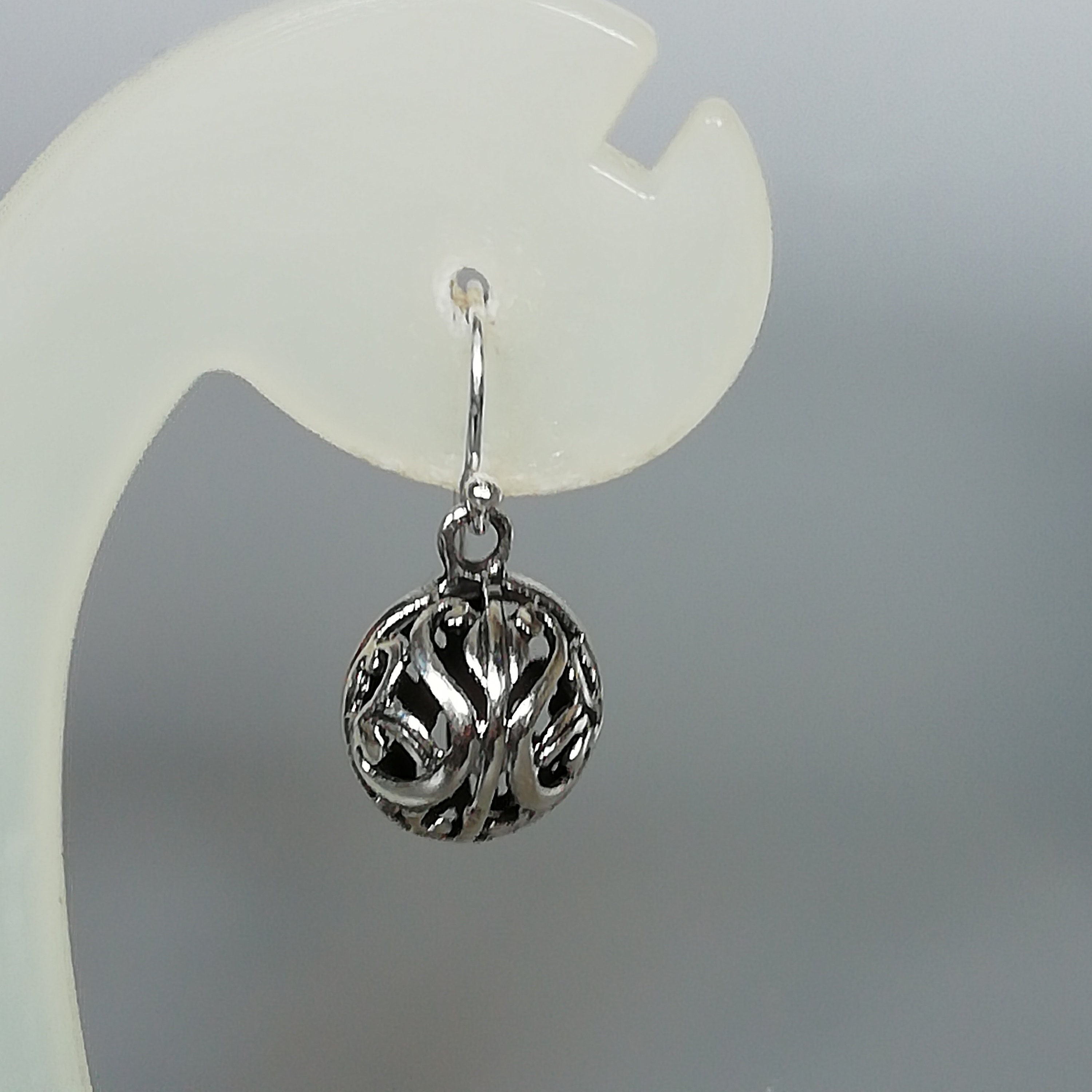 Filigree ball drop earrings Sterling silver ear dangler Etsy