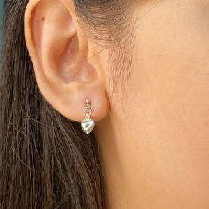 Heart earrings | Sterling silver heart studs  | Stud danglers | Lover&#39;s jewelry | Silver jewelry  | Stud danglers | E754
