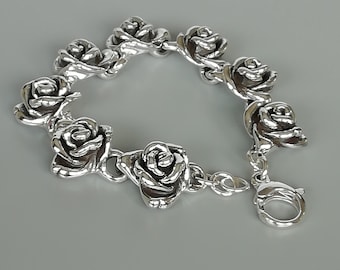 Sterling Silver Rose Bracelet | Electroformed Silver Sterling Silver Rose Bracelet | Electroformed Silver