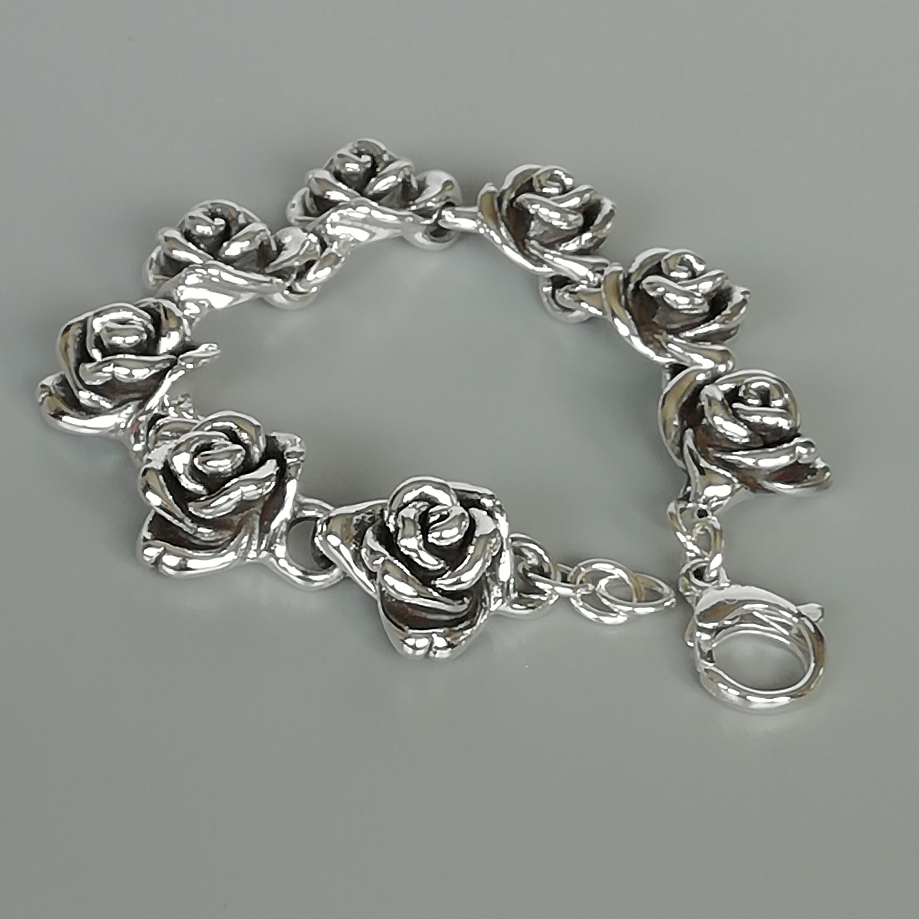 Sterling Silver Rose Bracelet | Electroformed Silver Sterling Silver Rose Bracelet | Electroformed Silver