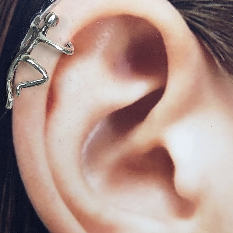 Climbing Man Ear Cuff Sterling Silver Ear Climber No Etsy