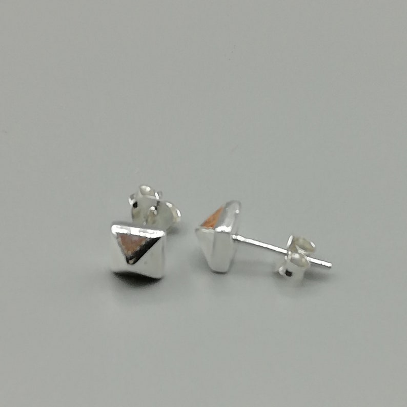 Sterling Silver Pyramid Ear Studs Silver Earrings - Etsy