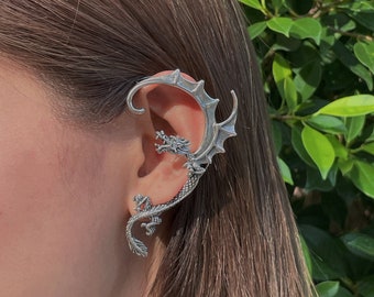 Drakeörhänge i sterlingsilver | GOT-örhänge | Punksmycken | Fantasiörhänge | Drakeörhänge | Öronhänge | E987