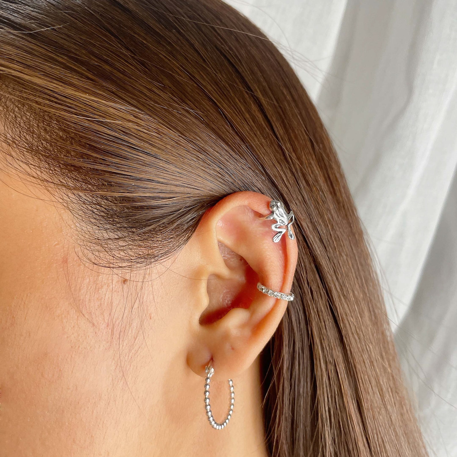 Frog Ear Cuff Sterling Silver Frog Ear Climber No Piercing Etsy