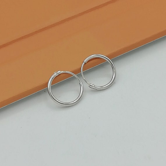 12mm silver hoops 18 gauge silver hoop earrings Silver | Etsy