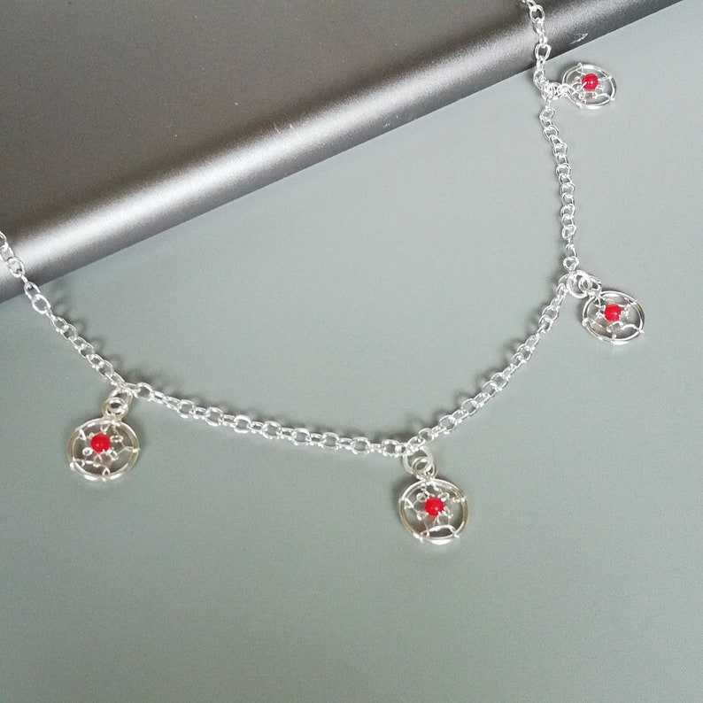 Wanderlust jewelry Foot jewelry ABA Red dream catcher foot chain Silver anklet Anklet chain Silver dreamcatcher anklet