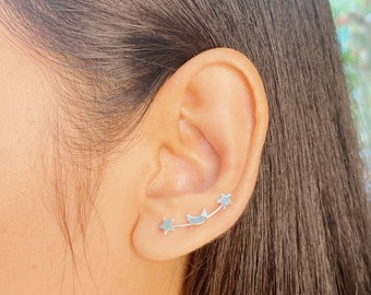 Star and moon ear climber | Celestial jewelry | 925 silver climber | Bohemian jewelry | Silver ear climber | Ear climber | EIRS