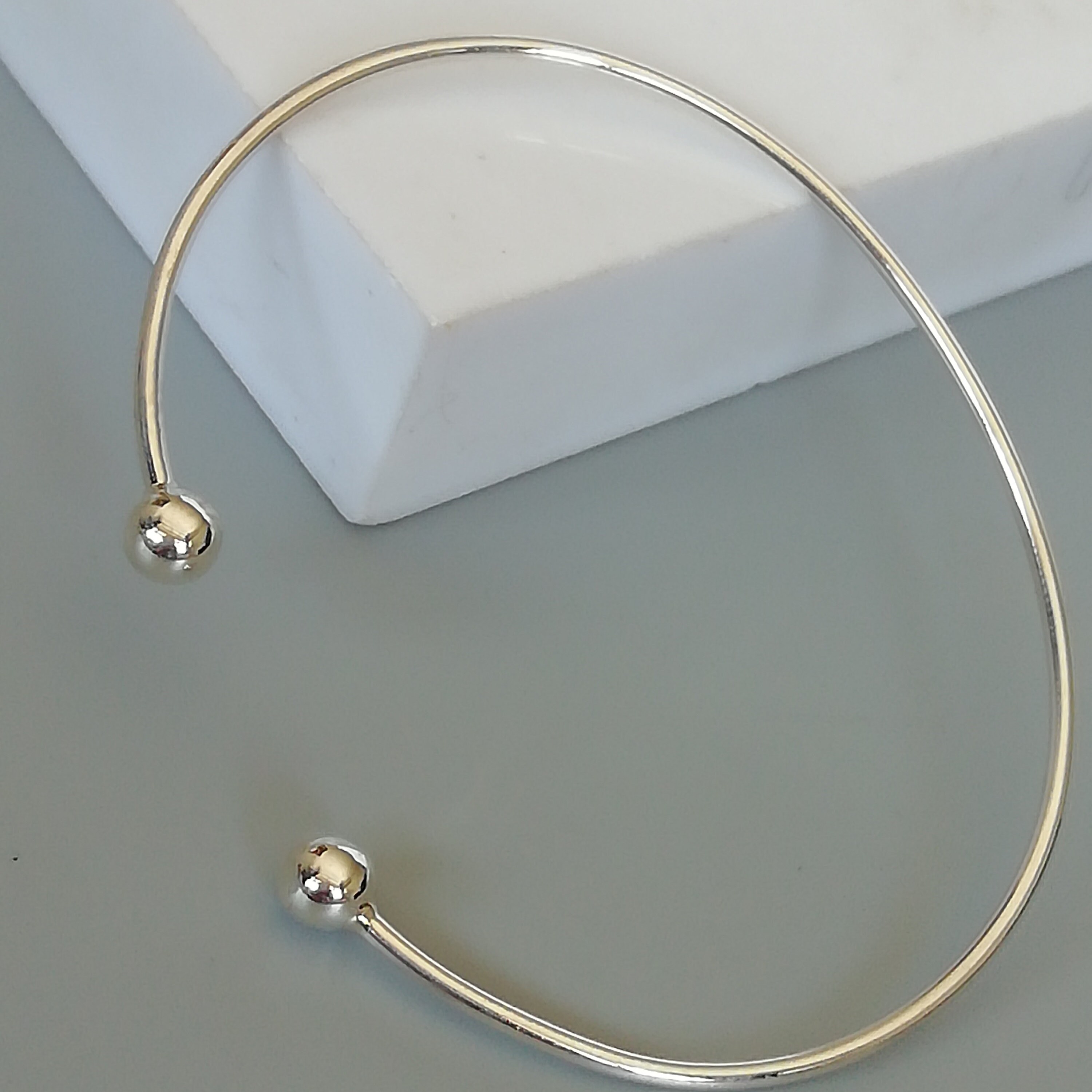 Sterling silver wrist bangle Silver bangle Open ended Etsy