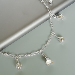 Tulip flower anklet | Tulip flower sterling silver foot chain | Flower charms anklet | Feet jewelry | Silver anklet | Anklet chain | ASTT