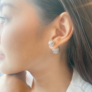 Double sided sterling silver ball studs | Stunning silver ear studs | Ball cartilage studs | Silver jewelry | Bohemian earrings | E845