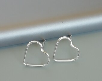 Sterling silver heart ear studs  | Silver earrings | Minimalist earrings | Gifts for her | 925 Silver jewelry | EBCF