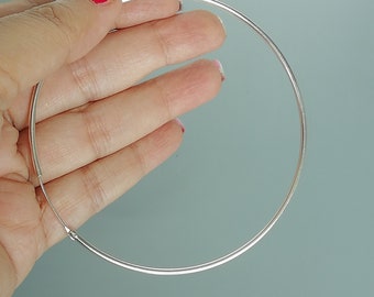 Large and light 90 mm continuous sterling silver hoops | Endless hoops | Silver jewelry | Minimalist hoops | Silver ear hoops | ESTAI