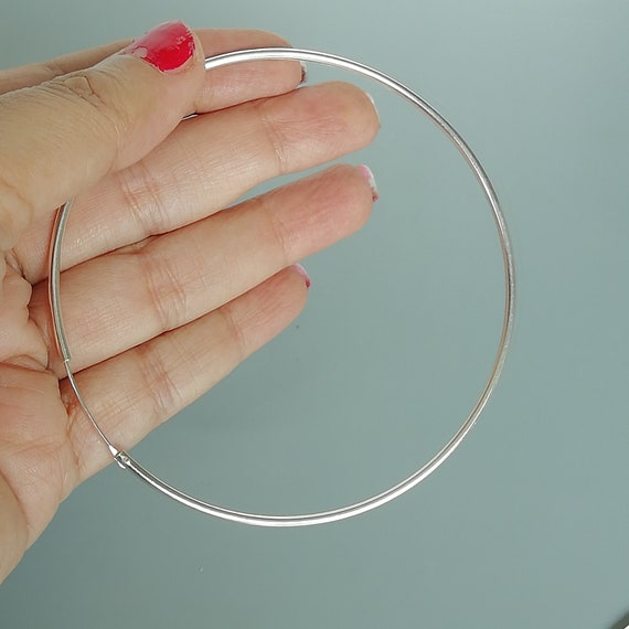 Large and Light 90 Mm Continuous Sterling Silver Hoops
