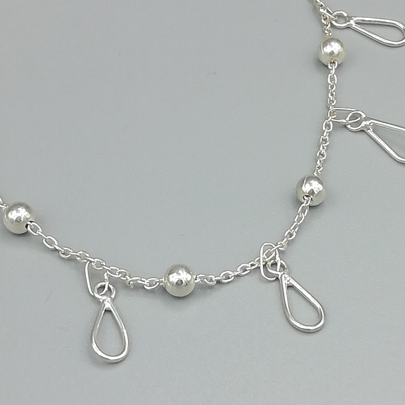 Foot Chain Sterling silver anklet Tear drop charm anklet Feet jewelry Bohemian anklet Pretty anklet Silver balls anklet ARL