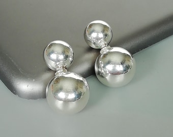 Double sided sterling silver ball studs | Stunning silver ear studs | Ball cartilage studs | Silver jewelry | Bohemian earrings | E1168