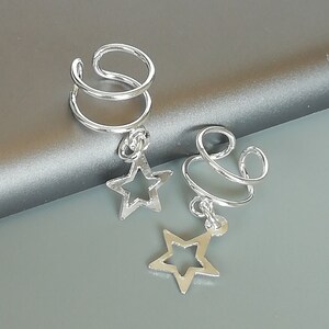 Bracelete de orelha de estrela | Bracelete de pingente celestial de prata esterlina | Bracelete de orelha sem piercing | Bracelete Boho | Bracelete de pingente de estrela | Joias unissex | E872