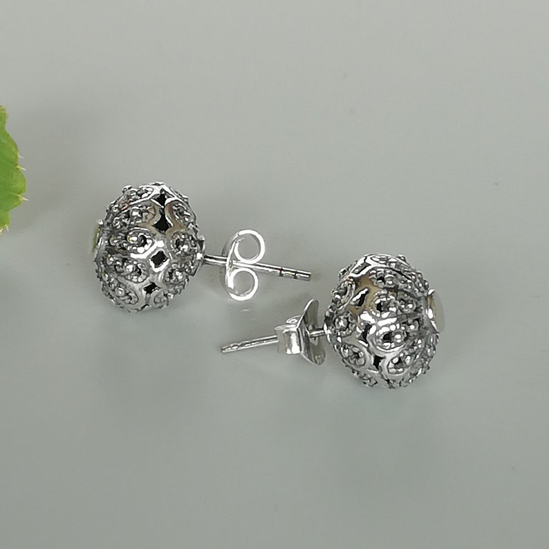 Filigree Ball Earrings Ethnic Ball Ear Stud Sterling Etsy