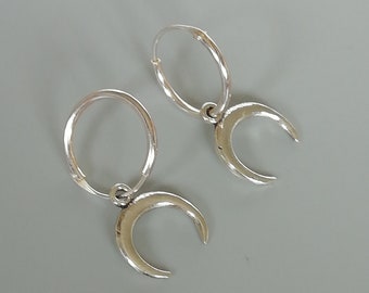 Sterlingzilveren maanbedelringen | Oorringen 12 mm | Minimalistisch | Boho-sieraden | Bedelringen | Zilveren oorringen | E339