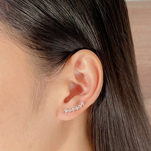 CZ ear climber | Silver earrings | Silver ear creeper | Pretty ear climbers | Gifts for her | Bohemian ear climber | E524