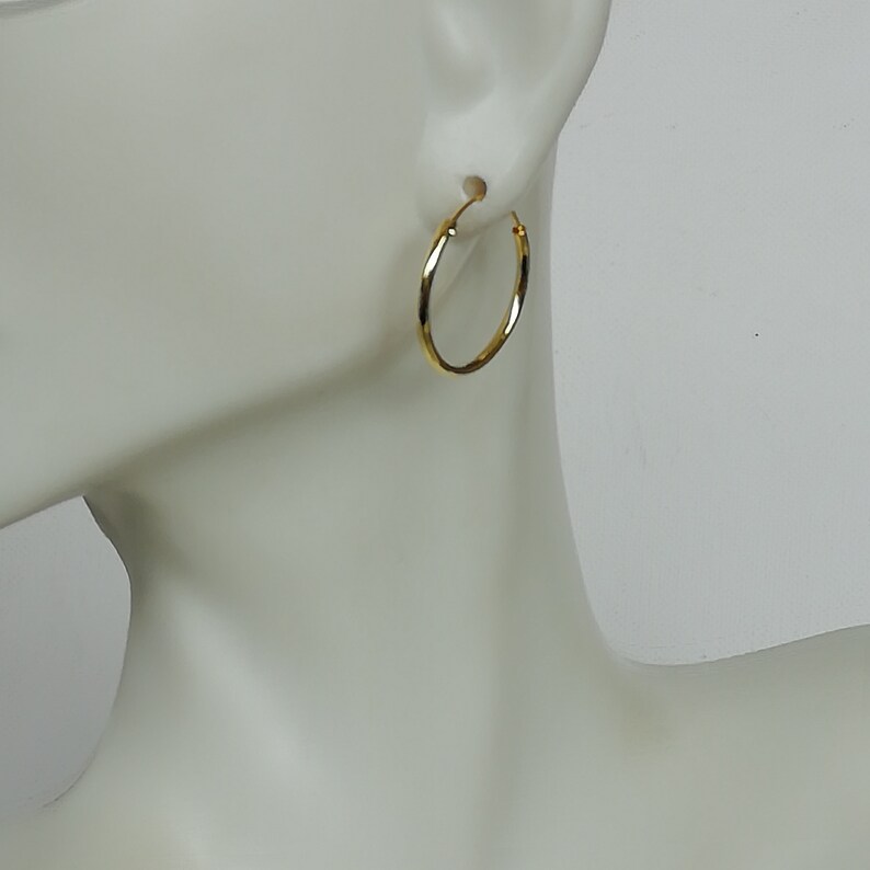 Gold hoop earrings 18 mm gold plated hoops Gold hoops Endless ear hoops Silver jewelry Minimalist jewelry ERIL image 6