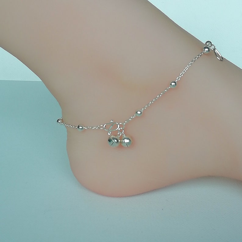 Foot Chain Sterling silver anklet Tear drop charm anklet Feet jewelry Bohemian anklet Pretty anklet Silver balls anklet ARL
