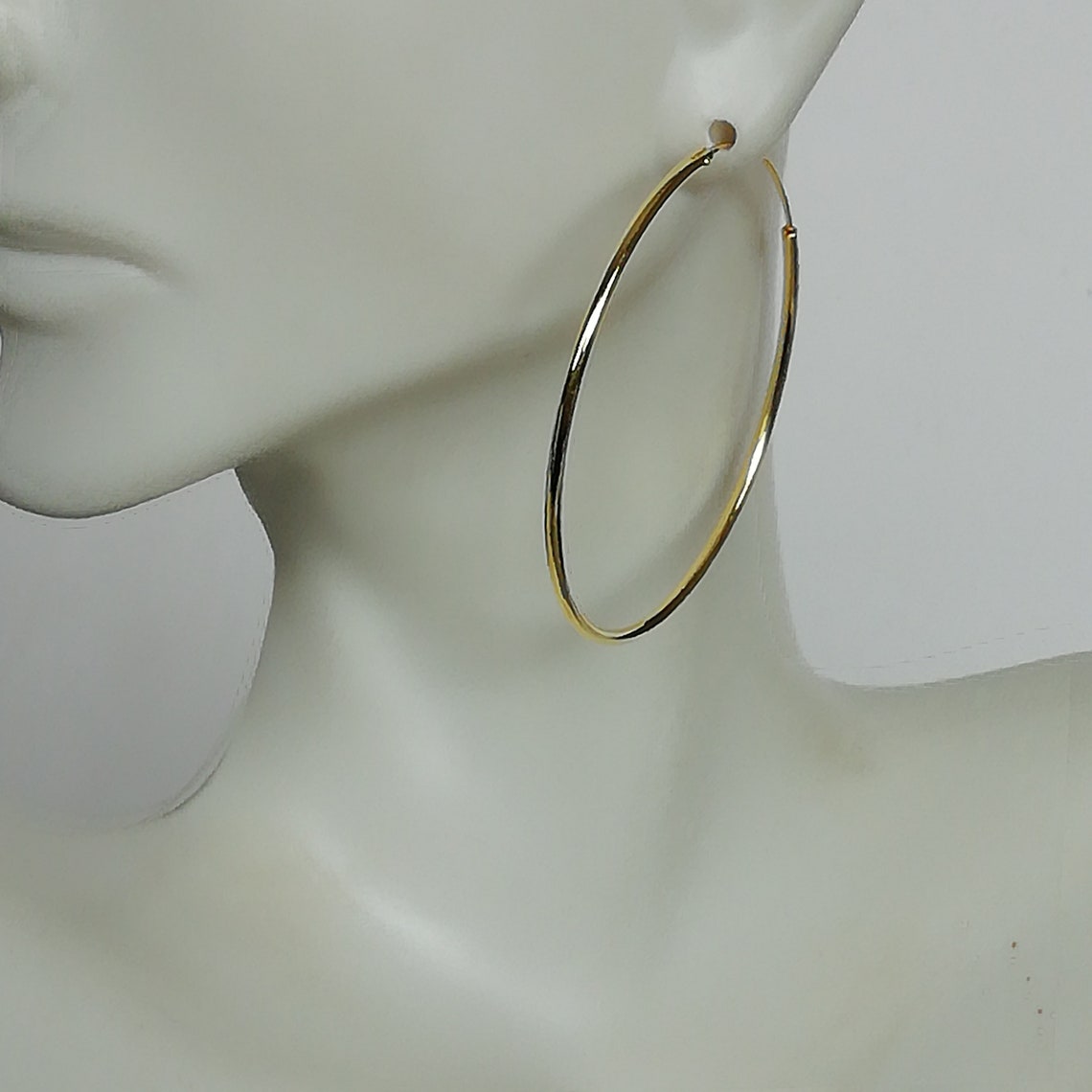 Large gold hoop earrings Gold hoops 45 mm gold plated | Etsy