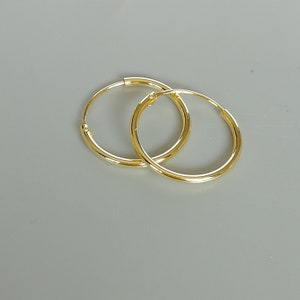 Gold hoop earrings 18 mm gold plated hoops Gold hoops Endless ear hoops Silver jewelry Minimalist jewelry ERIL image 4