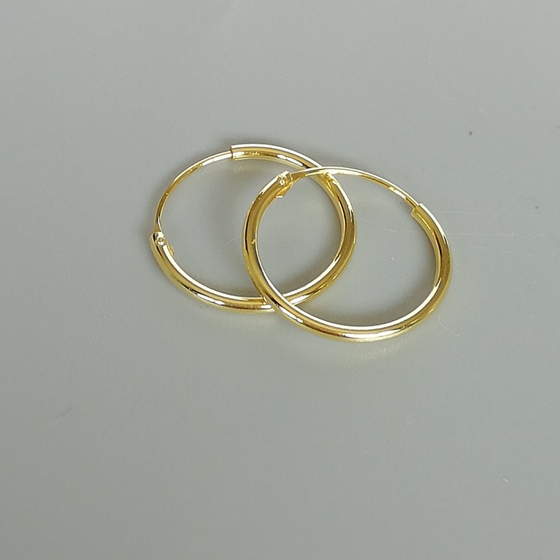 Gold hoop earrings 18 mm gold plated hoops Gold hoops Endless ear hoops Silver jewelry Minimalist jewelry ERIL image 4