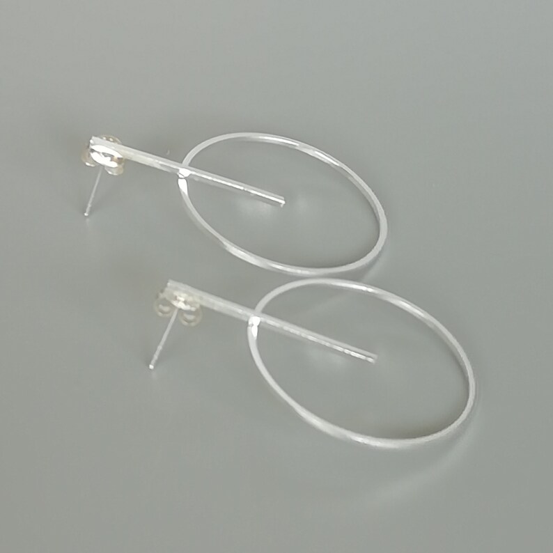 Modern earrings Minimalist earrings Bar circle ear studs Sterling silver circle earrings Round ear studs EBFN