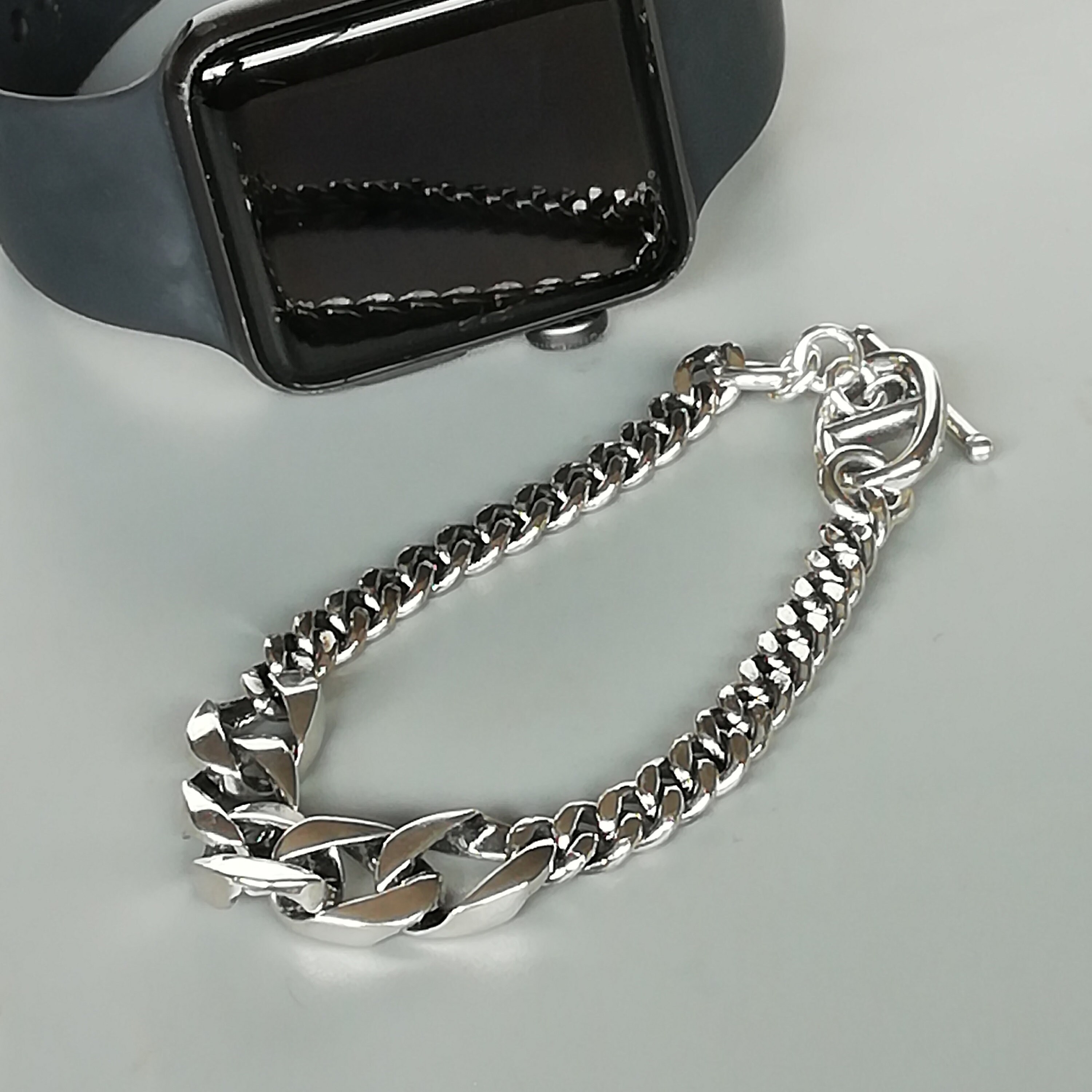 Sterling Silver Curb Chain Bracelet | Chunky Chain Link
