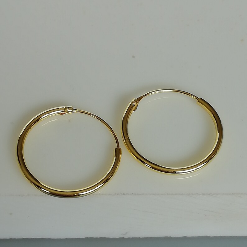 Gold hoop earrings 18 mm gold plated hoops Gold hoops Endless ear hoops Silver jewelry Minimalist jewelry ERIL image 5