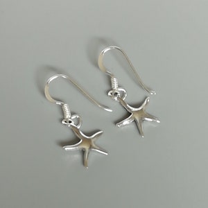 Tiny Silver Starfish Earrings Starfish Danglers Silver Earrings Boho ...