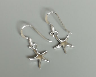 Tiny silver starfish earrings | Starfish danglers | Silver earrings | Boho jewelry | Dainty earrings | 925 sterling silver | ENLF